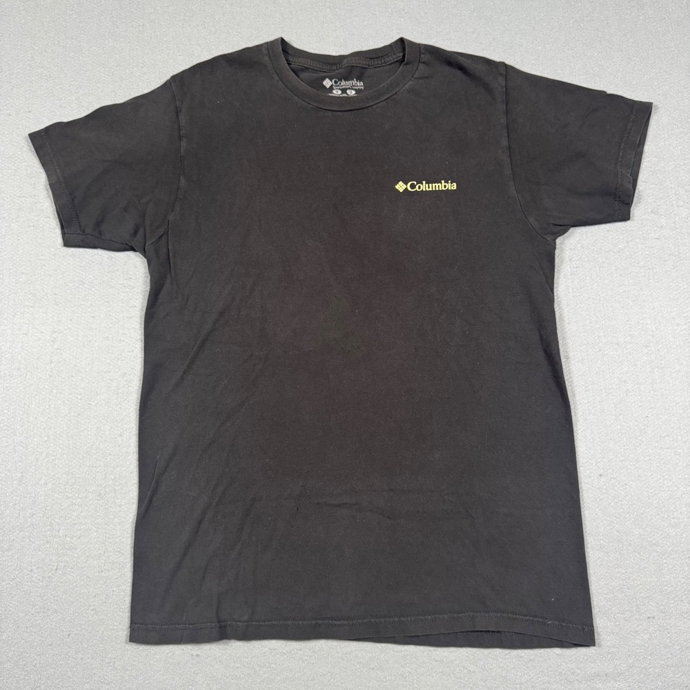 Columbia Mens Shirt Medium Gray‎ American Flag Mountain Graphic Short Sleeve Tee